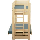 Lit Superposé avec Canapé-Lit Carlos – Bois Massif Pin + Matelas