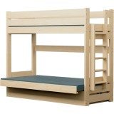 Lit Superposé avec Canapé-Lit Carlos – Bois Massif Pin + Matelas