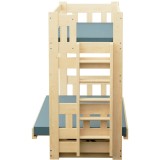 Lit Superposé avec Canapé-Lit Fabio – Bois Massif Pin + Matelas