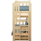 Lit Superposé avec Canapé-Lit Fabio – Bois Massif Pin + Matelas