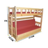 Lit Superposé avec Canapé-Lit Fabio – Bois Massif Pin + Matelas