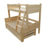 Solid pine wood roll-out bunk bed Ignacio 200x120/90 cm