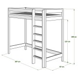 Solid pine wood loft bed mezzanine