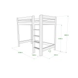 Solid pine wood loft bed mezzanine