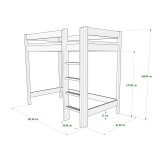 Solid pine wood loft bed mezzanine